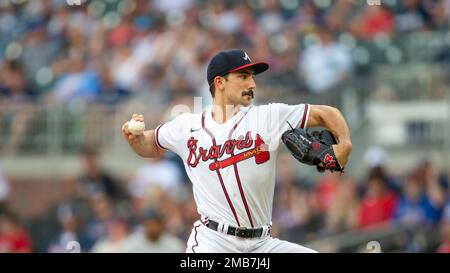 Atlanta Braves starting pitcher Spencer Strider (99) delivers a pitch  during game 2 of a double header between the Atlanta Braves and Washington  Natio Stock Photo - Alamy