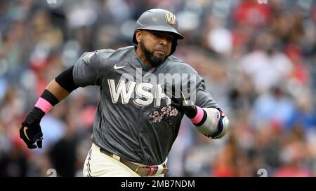 Washington Nationals' Nelson Cruz in action during a baseball game against  the San Francisco Giants, Saturday, April 23, 2022, in Washington. (AP  Photo/Nick Wass Stock Photo - Alamy