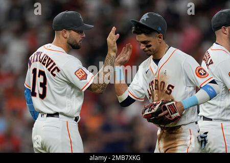 Houston Astros first baseman J.J. Matijevic (13) bats during the fourth  inning of the MLB game between the New York Yankees and the Houston Astros  on Stock Photo - Alamy