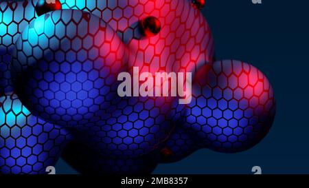 Abstract neon multicolored metaball with scale reptile texture meta ball bubble transition transformation for business presentation background Stock Photo