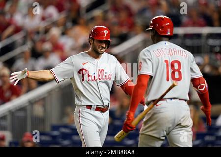 Philadelphia Phillies' Didi Gregorius plays during a baseball game,  Thursday, April 28, 2022, in Philadelphia. (AP Photo/Matt Slocum Stock  Photo - Alamy