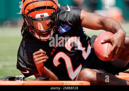 Chicago, United States. 19th Sep, 2021. Chicago Bears wide receiver Allen  Robinson (12) makes a first quarter touchdown catch over Cincinnati Bengals  cornerback Chidobe Awuzie (22) at Soldier Field in Chicago on