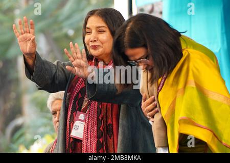 Javaed Rajesthan Poet Javed Akhtar with wife and actor Shabana Azmi during the Jaipur ...