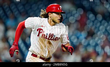 Philadelphia Phillies' Alec Bohm plays during a baseball game, Friday,  Sept. 23, 2022, in Philadelphia. (AP Photo/Matt Slocum Stock Photo - Alamy