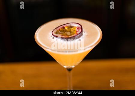 Fresh Cocktail Drinks made on a bar in a high street pub or restaurant Stock Photo