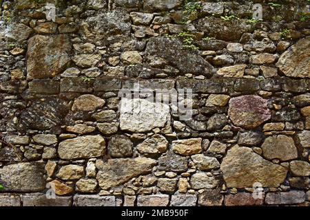 Ancient stone wall in Rio de Janeiro, Brazil Stock Photo