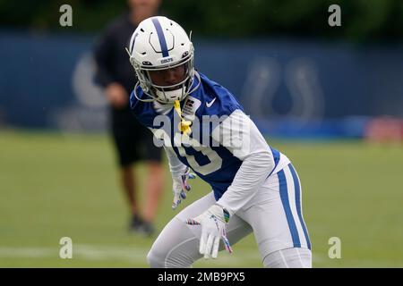 Indianapolis Colts' Nick Cross runs a drill during a practice at the NFL  football team's training facility, Wednesday, June 8, 2022, in  Indianapolis. (AP Photo/Darron Cummings Stock Photo - Alamy