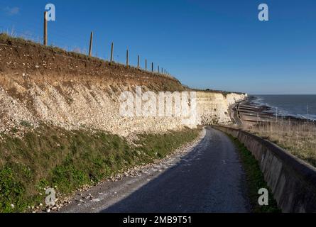 The Undercliff Walk that runs from Brighton to Rottingdean. The chalk cliffs erode during cold weather 20th January 2023 Stock Photo