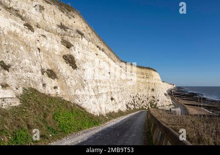 The Undercliff Walk that runs from Brighton to Rottingdean. The chalk cliffs erode during cold weather 20th January 2023 Stock Photo