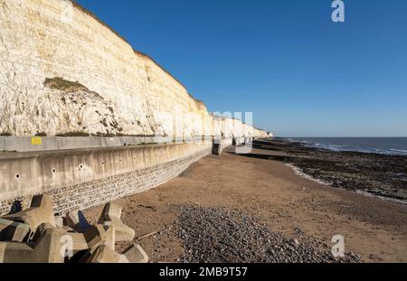 The Undercliff Walk that runs from Brighton to Rottingdean. The chalk cliffs erode during cold weather 20th January 2023 Stock Photo