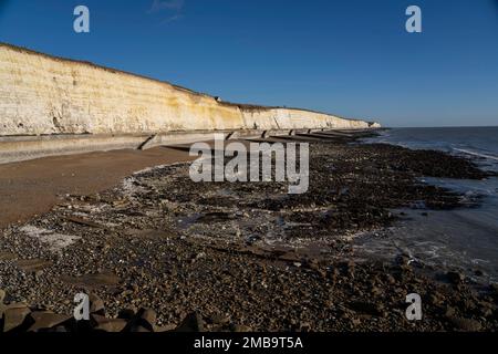 The Undercliff Walk that runs from Brighton to Rottingdean. The chalk cliffs erode during cold weather 20th January 2023 Stock Photo