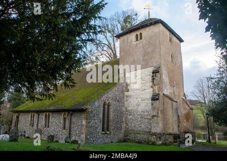 11th century St Catherine of Siena parish church in Cocking village in West Sussex, England, UK Stock Photo