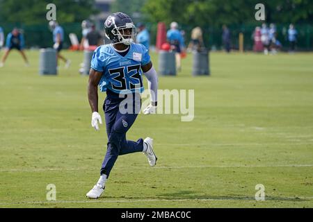 Tennessee Titans safety A.J. Moore (33) in action during the first half of  an preseason NFL football game against the Baltimore Ravens, Thursday, Aug.  11, 2022, in Baltimore. (AP Photo/Nick Wass Stock