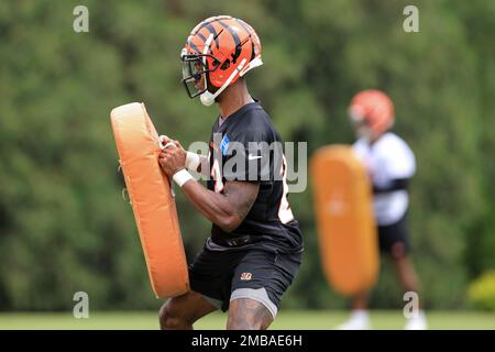 Cincinnati Bengals' Dax Hill participates in a drill during an NFL ...