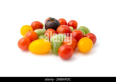 Mixed Grape tomatoes on a white background Stock Photo
