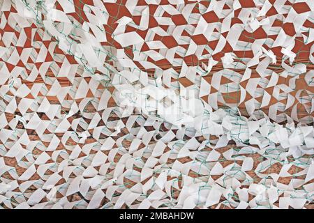 Winter camouflage netting for soldiers of the Ukrainian army Stock Photo