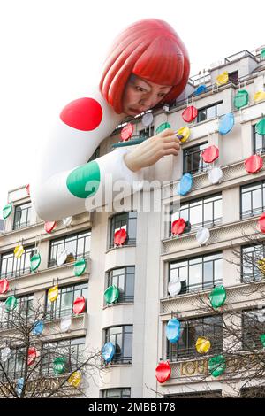 Yayoi Kusama's giant sculpture looks over Louis Vuitton's Paris store