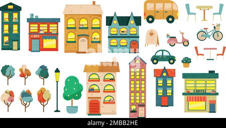 Big set with city elements to make your own city. Stock Vector