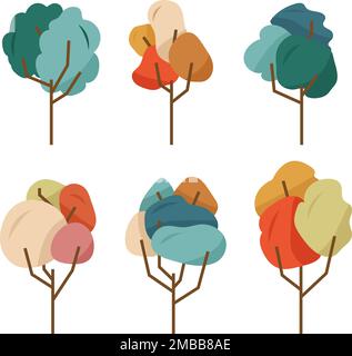 Set of colorful trees Stock Vector
