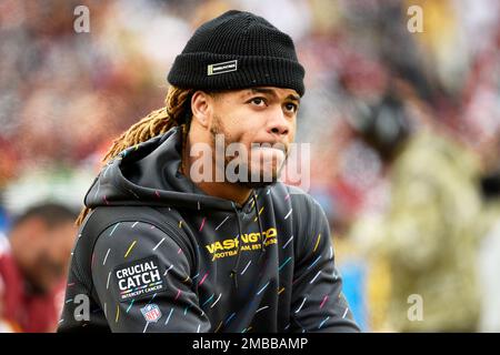 Washington Commanders defensive end Montez Sweat (90) runs during an NFL  football game against the Green Bay Packers, Sunday, October 23, 2022 in  Landover. (AP Photo/Daniel Kucin Jr Stock Photo - Alamy