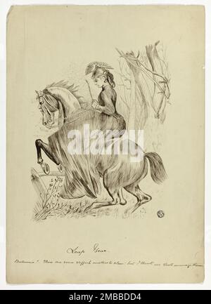 Leap Year, Britannia!, n.d. 'There are some stiffish matters to clear, but I think we shall manage them'. Horse with a man's face. Possibly after Sir John Tenniel. Stock Photo