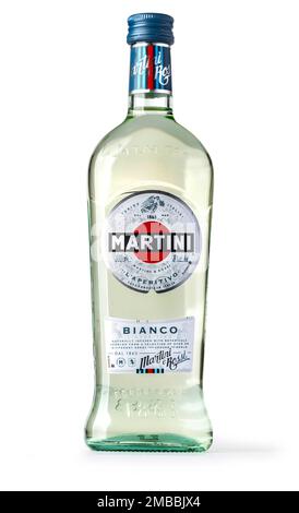 Chisinau, Moldova January, 17, 2017: Bottle of Martini Bianco isolated on white background, Vermouth, Italy Stock Photo