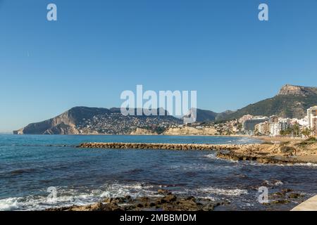 A coastal view of Calpe, Spain Stock Photo