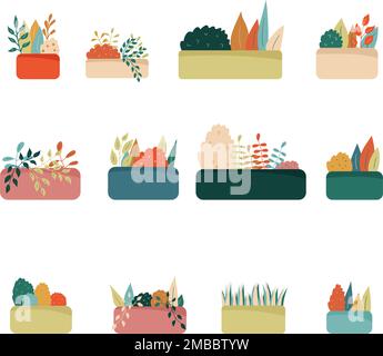Abstract plants. Flowers in pots Stock Vector