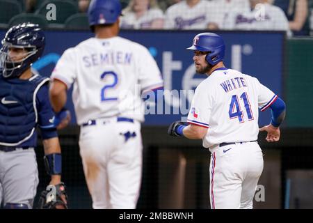 American League's Marcus Semien, of the Texas Rangers, during the MLB  All-Star baseball game against the National League in Seattle, Tuesday,  July 11, 2023. (AP Photo/Lindsey Wasson Stock Photo - Alamy