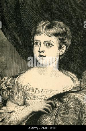 'Her Majesty The Queen at the Age of Ten', (c1897). Victoria as a young girl. She came to the throne in 1837, aged just 18. From &quot;The Queen's Resolve and Her Doubly Royal Reign of Sixty Years&quot;, by Charles Bullock, B.D. [&quot;Home Words&quot; Publishing Office, London, ] Stock Photo