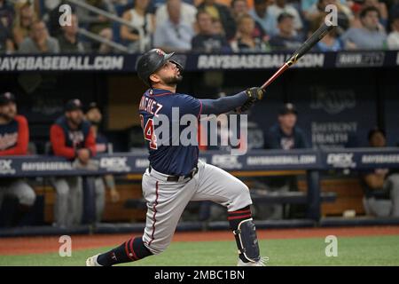 St. Petersburg, FL. USA; Minnesota Twins catcher Gary Sanchez (24) checks  his game card between batters during a major league baseball game against t  Stock Photo - Alamy