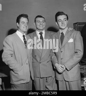 Portrait of Frankie Laine and Vic Damone, New York, N.Y., 1946. Stock Photo