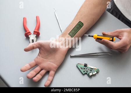 Bionic microchip inside human body - future technology and cybernetics ...