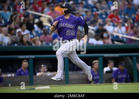 Colorado Rockies' C.J. Cron (25) reacts before the start of a baseball game  against the New York Mets on Friday, Aug. 26, 2022, in New York. (AP  Photo/Jessie Alcheh Stock Photo - Alamy