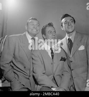 Portrait of Frankie Laine and Vic Damone, New York, N.Y., 1946. Stock Photo