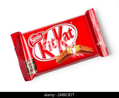 CHISINAU, MOLDOVA - NOVEMBER 14, 2015: Bar, biscuit, break.With clipping path Stock Photo