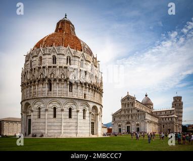Campo dei Miracoli, Bapistry, Duomo, and Leaning Tower, Pisa, Italy Stock Photo