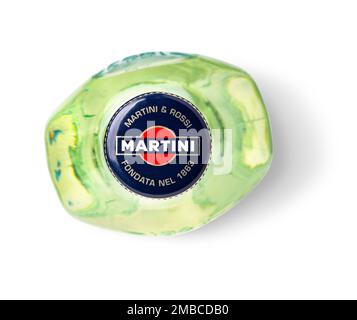 Chisinau, Moldova December 25, 2015: bottle Martini top view, isolated on white, with clipping path Stock Photo