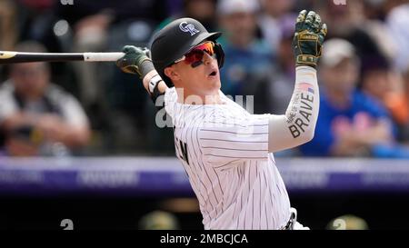 Colorado Rockies catcher Brian Serven (6) in the second inning of