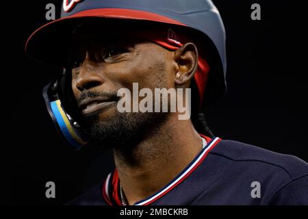 Washington Nationals' Dee Strange-Gordon follows through on a swing during  an at-bat in a baseball game against the Colorado Rockies, Thursday, May  26, 2022, in Washington. (AP Photo/Patrick Semansky Stock Photo 