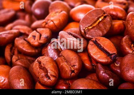 Close up macro view of espresso coffee beans Stock Photo