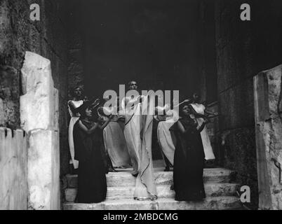 Kanellos dance group at ancient sites in Greece, 1929. Stock Photo