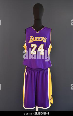 New York, USA. 20th Jan, 2023. Los Angeles Lakers Kobe Bryant (1978-2020)  signed jersey during the The One press preview at Sotheby's New York, NY,  January 20, 2023. (Photo by Anthony Behar/Sipa
