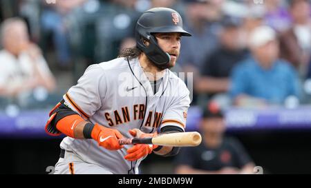 October 02 2022 San Francisco CA, U.S.A. San Francisco shortstop Brandon  Crawford (35) waits for an official review near the Giants dugout during  MLB NL west game between the Arizona Diamondbacks and