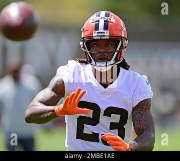 Cleveland Browns cornerback Martin Emerson Jr. (23) is shown during an NFL  football game against the Atlanta Falcons, Sunday, Oct. 2, 2022, in  Atlanta. (AP Photo/John Amis Stock Photo - Alamy