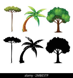 Tree various silhouettes for you design Stock Vector