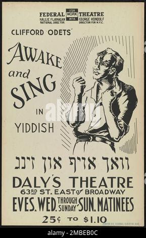 Awake and Sing, New York, 1938. The Federal Theatre Project, created by the U.S. Works Progress Administration in 1935, was designed to conserve and develop the skills of theater workers, re-employ them on public relief, and to bring theater to thousands in the United States who had never before seen live theatrical performances. Stock Photo
