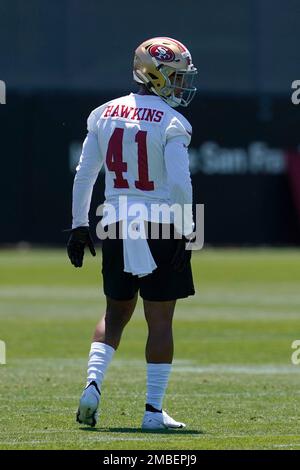 San Francisco 49ers' Tayler Hawkins (41) waits to run a drill at the NFL  team's rookie minicamp in Santa Clara, Calif., Friday, May 13, 2022. (AP  Photo/Jeff Chiu Stock Photo - Alamy