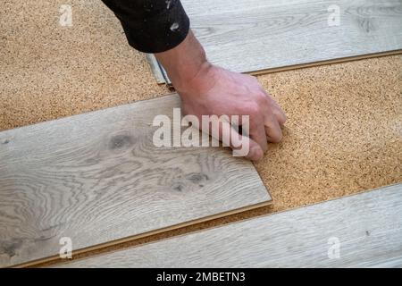 Angle ruler. Marking and installation of laminate flooring is an important process. Stock Photo