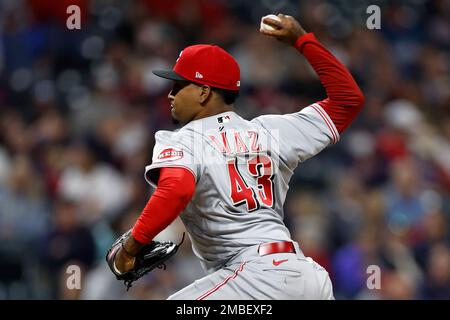 Cincinnati Reds' Tyler Stephenson bats against the Cleveland Guardians  during the fourth inning of a baseball game, Tuesday, May 17, 2022, in  Cleveland. (AP Photo/Ron Schwane Stock Photo - Alamy